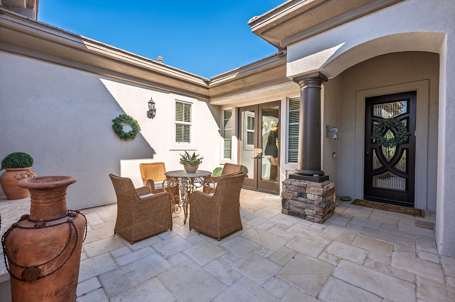 Front enclosed Courtyard and Front Door entry.