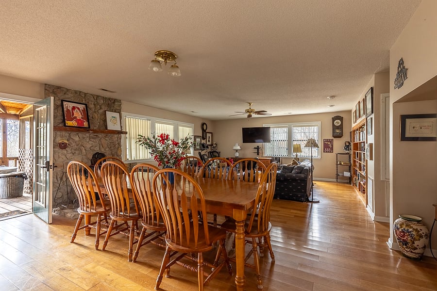 Our large dining table will seat up to 10 people. 
