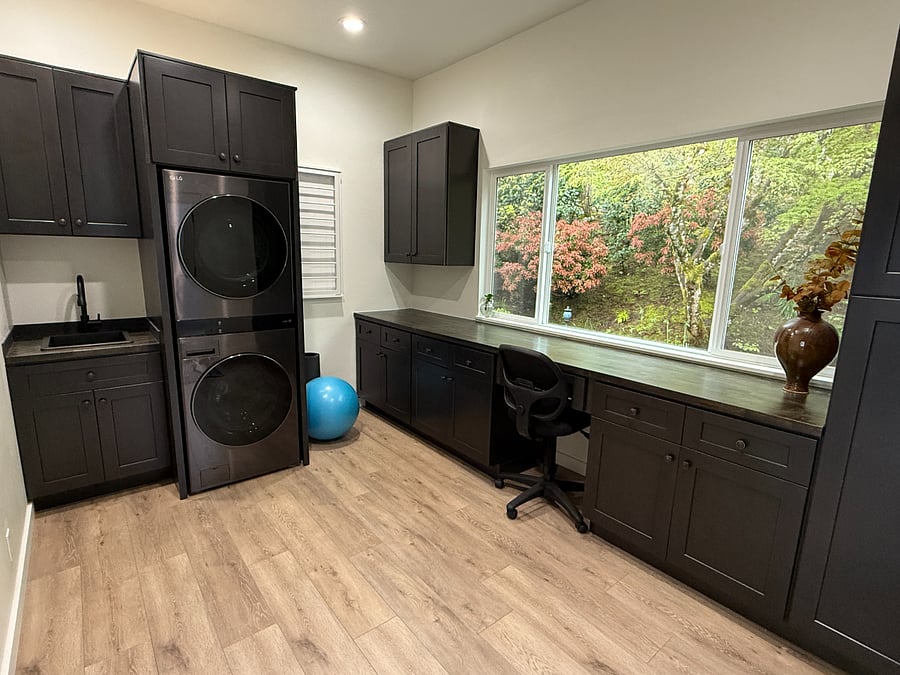 Laundry Room with exercise equipment and enjoy the view in this serene work space
