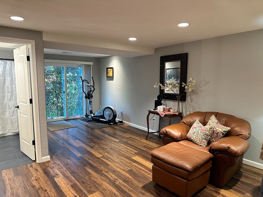 From Left to Right: Door to Private Bathroom, Private Entrance, K-Mini Mate Coffee Station, and Private Living Space!