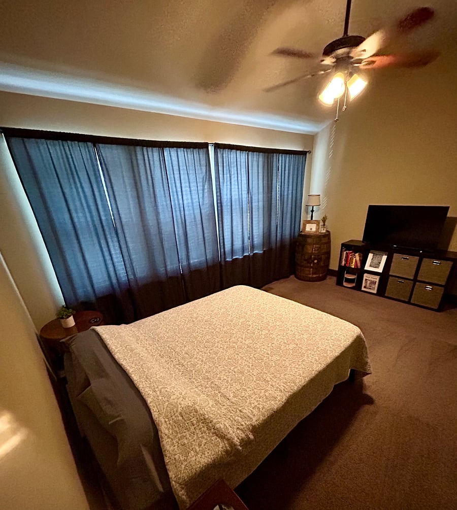 Second bedroom has room darkening curtains