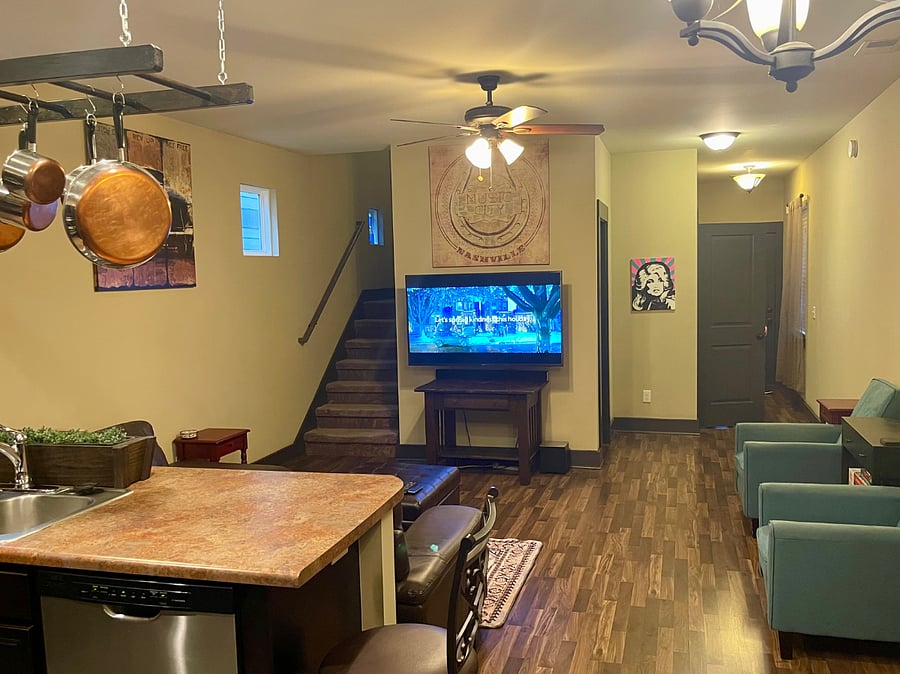 Living area, facing front door