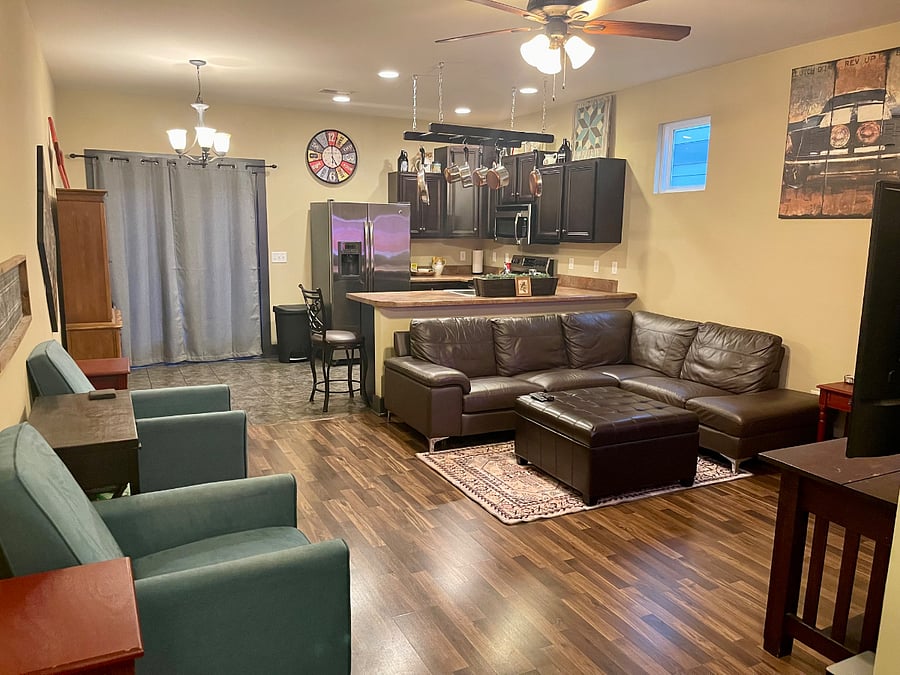 Living area, facing back door