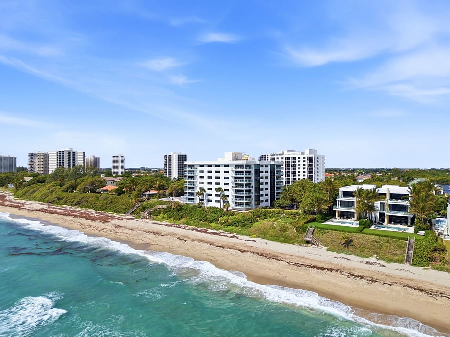 Building is directly on the sand with direct access to private beach. 