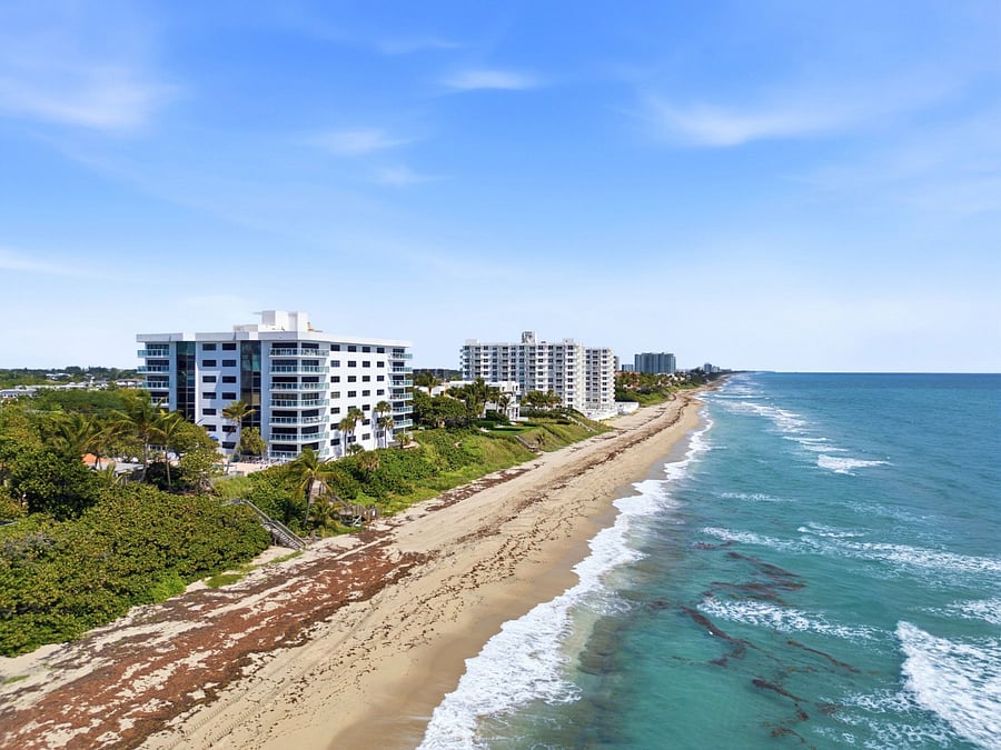 Building is directly on the sand with direct access to private beach. 