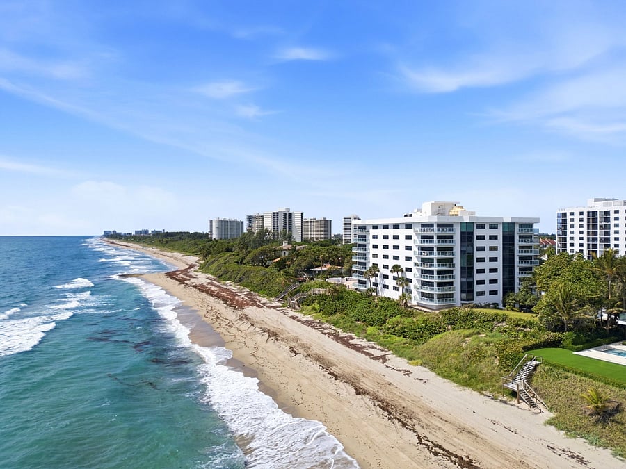 Building is directly on the sand with direct access to private beach. 