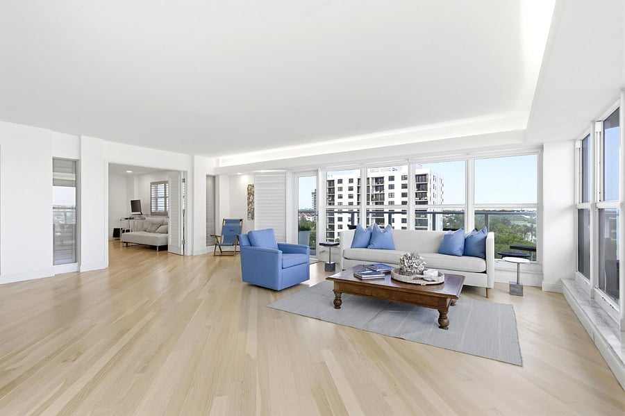 Massive living room space with amazing views all around. 