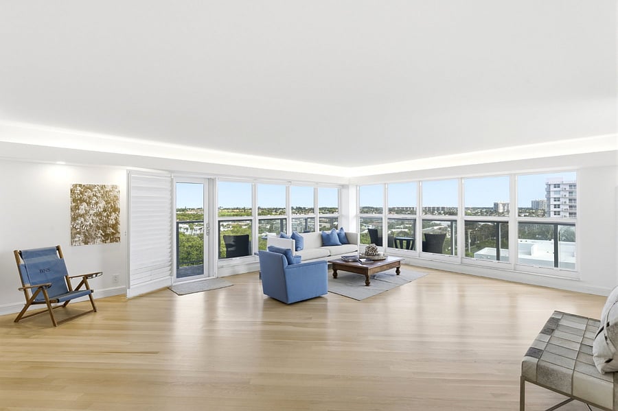 Massive living room space with amazing views all around. 