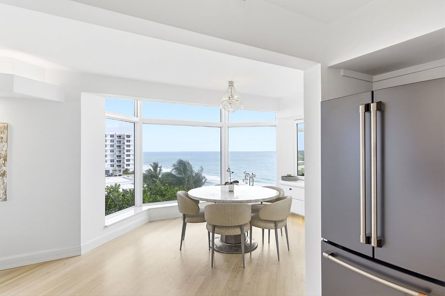 Dining room with ocean view. 