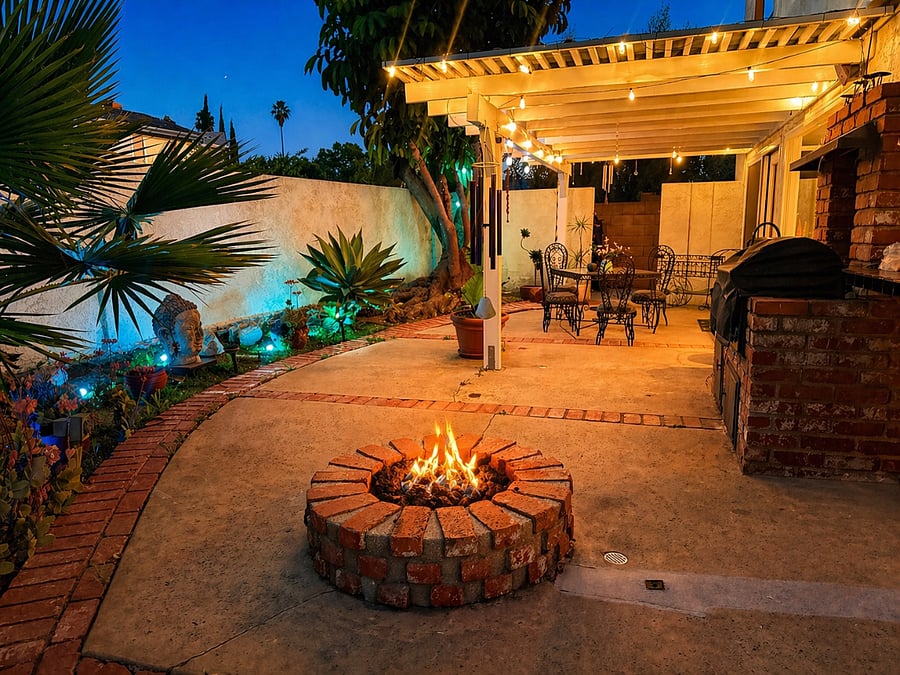Outdoor patio with fire pit