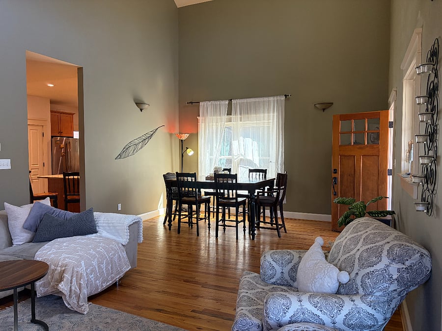 Shared living room and dining room