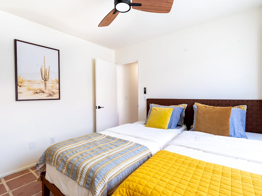 Third bedroom has 2 Twin XL beds (bed bridge available converts it into a king sized bed)