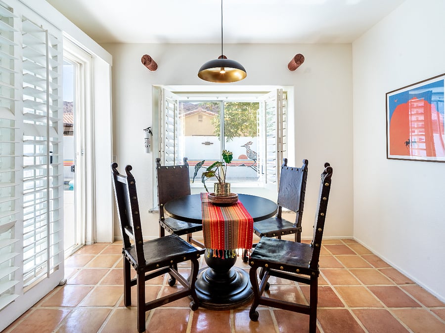 In kitchen seating. 