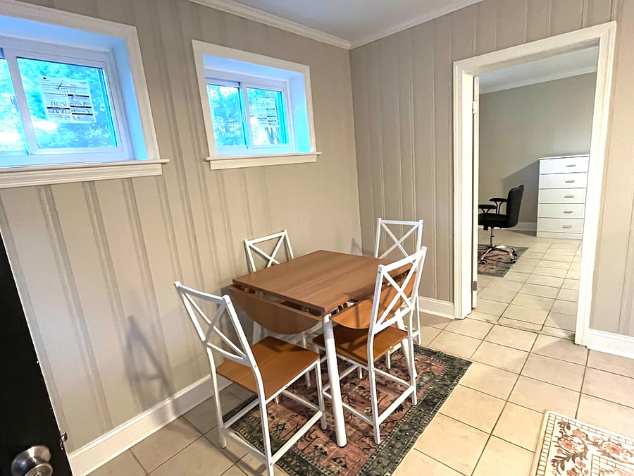 Living room cum dinning area shas table that sits 4As you enter the cottage