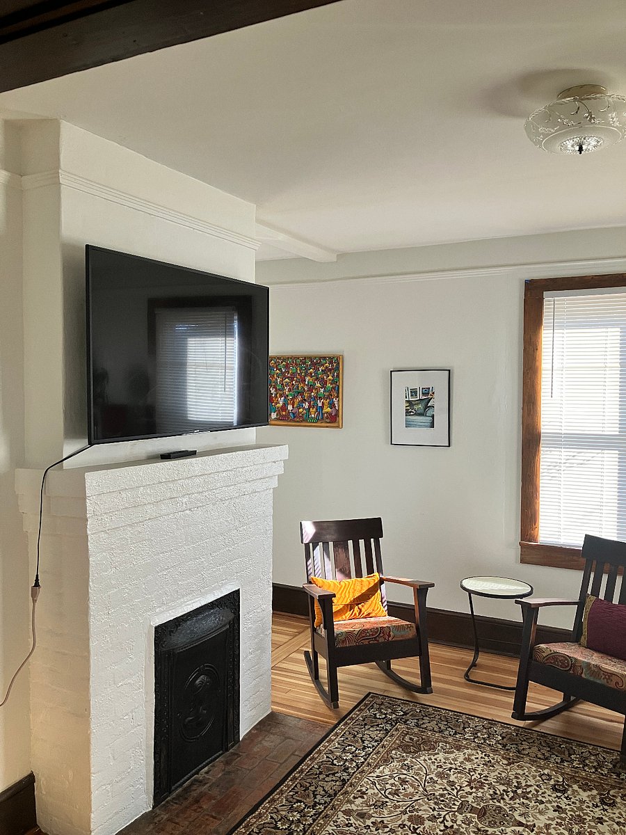 Smart TV over a non-functional fireplace. 
