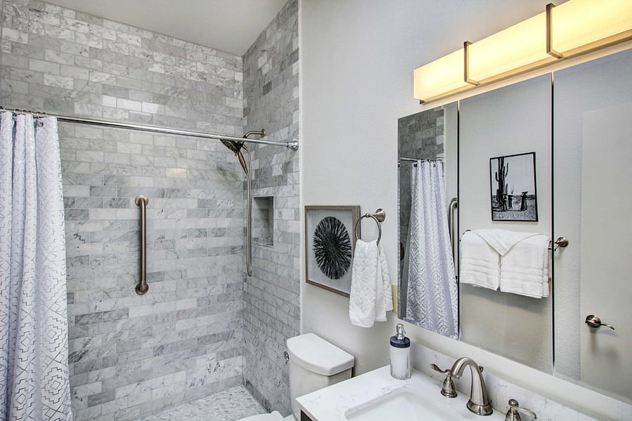 Private bathroom with walk-in shower, clean and updated.
