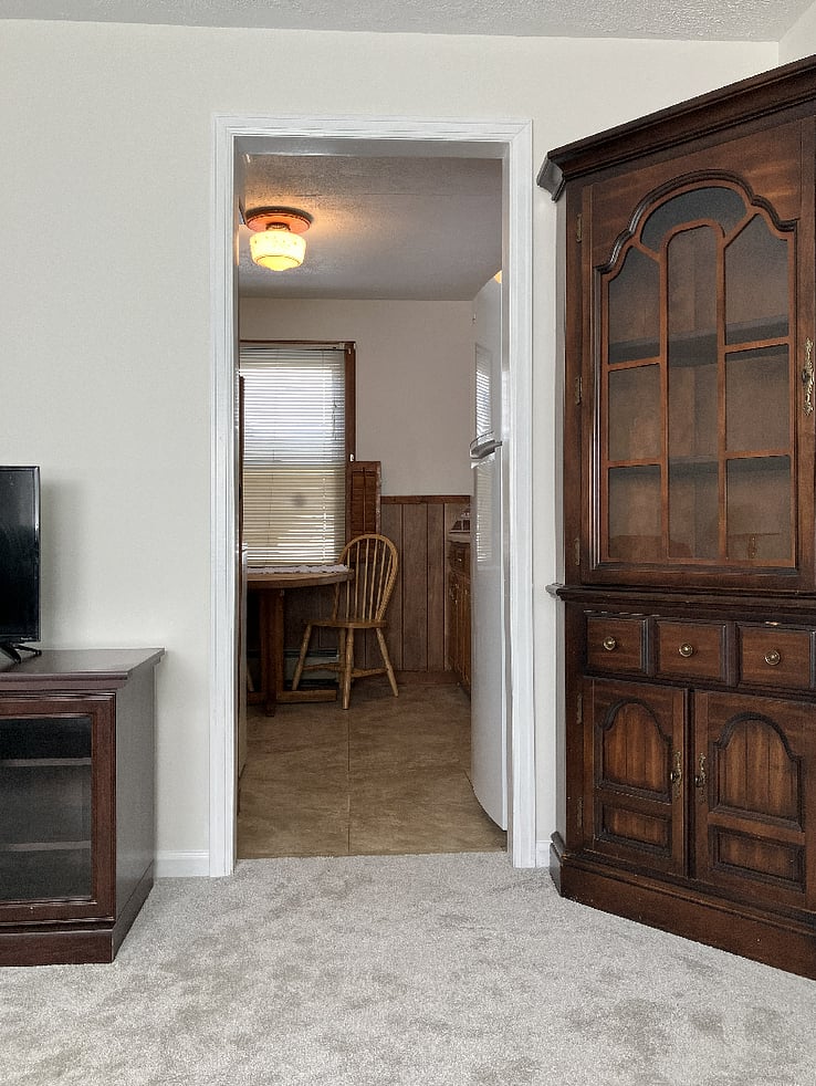 View of kitchen from living room