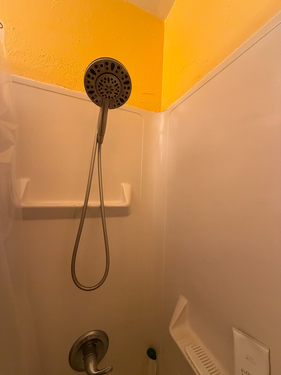 Updated shower head in Main Full Bathroom