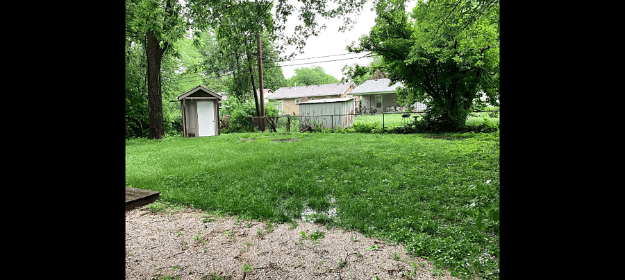 Back yard. Shed used by landlord. 