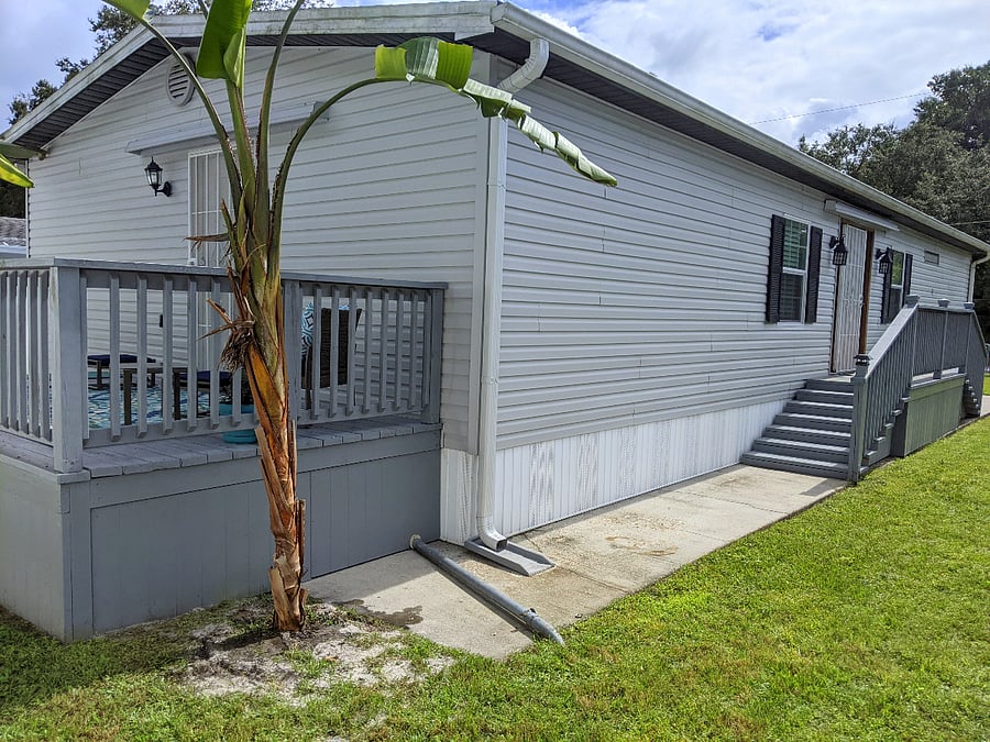 private deck and front door area