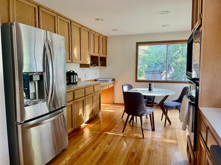 To the left of the sink area is the breakfast nook.