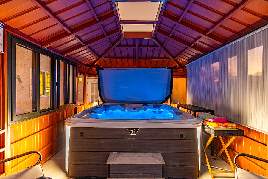 Hydrotherapy spa in gazebo