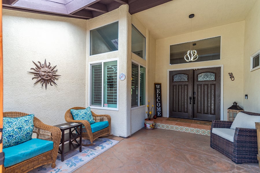 covered front porch area