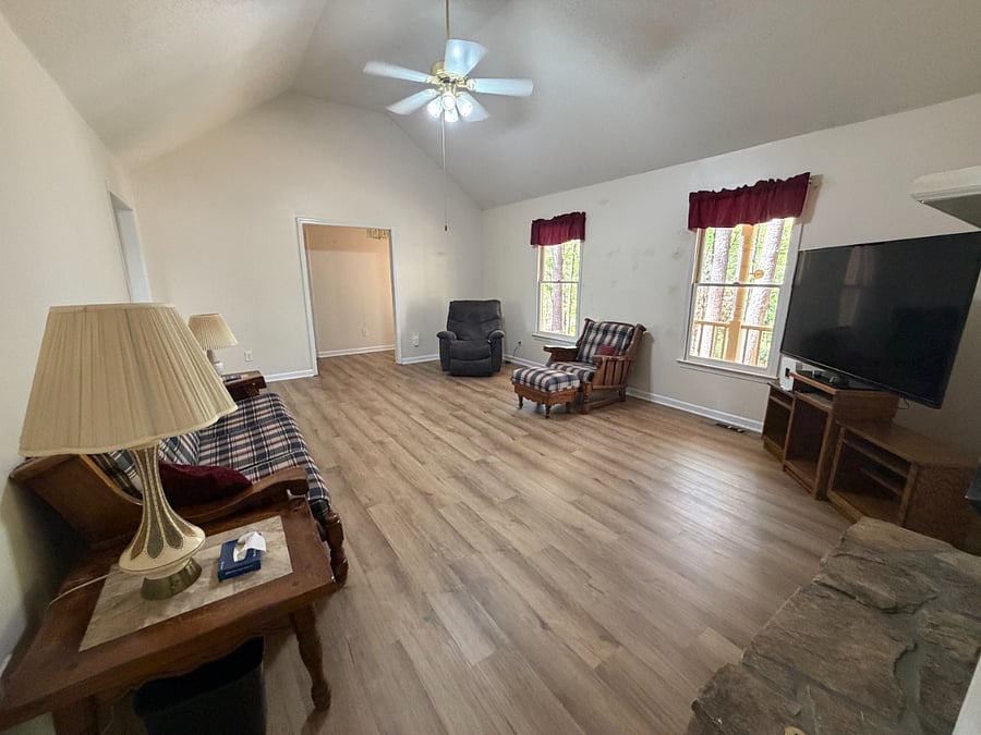 Family room with heated vibrating recliner