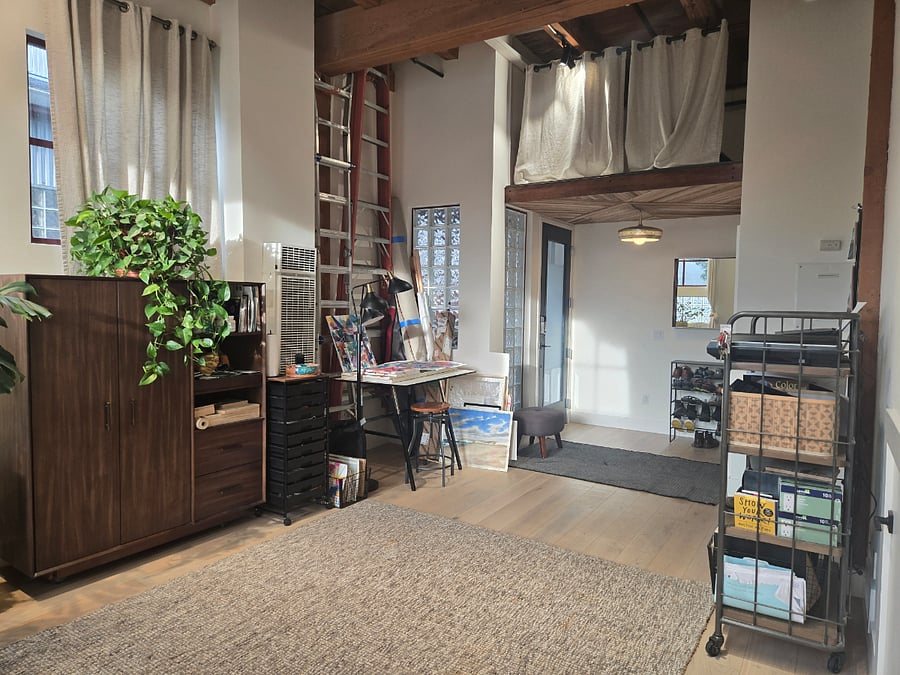 1st Floor - View to entry vestibule. Storage Loft above entry.