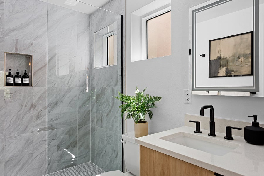Bathroom 1
+attached to primary
+standing shower
+double vanity
