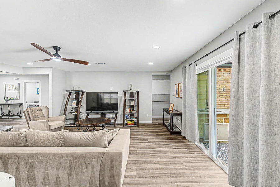 Family room with sliding door to patio