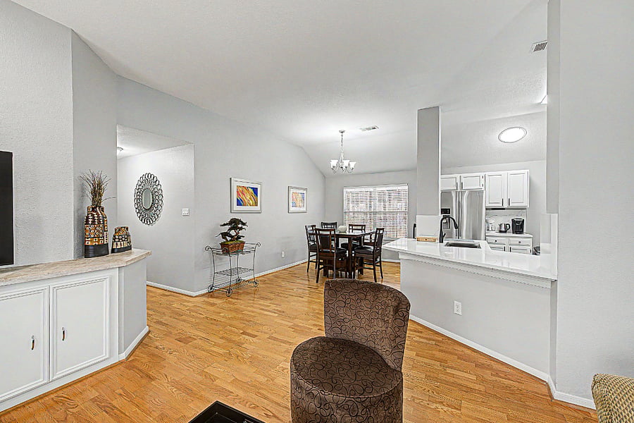 View from family room to Kitchen