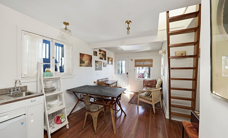 Salon and kitchenette