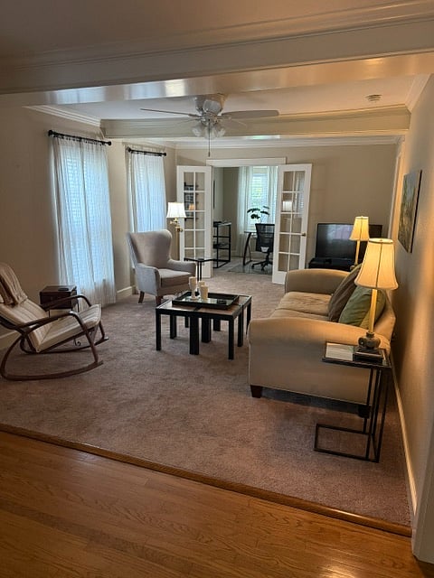 Long view from Dining Area to Office