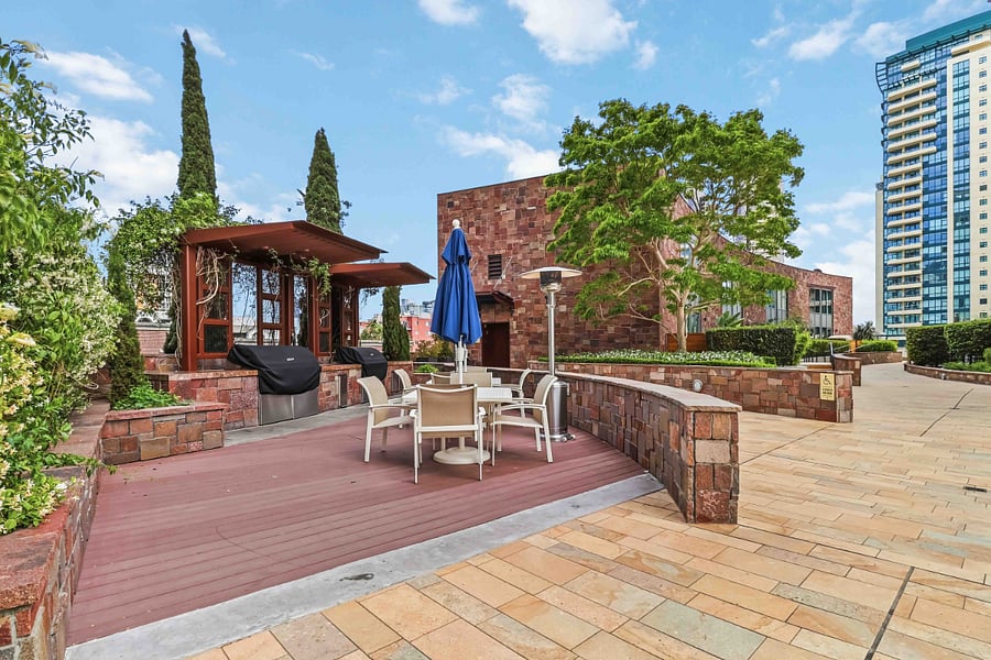 BBQ and sitting area located in the plaza area