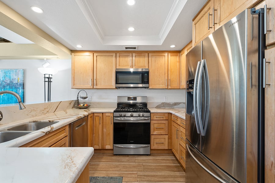 Kitchen with granite countertops