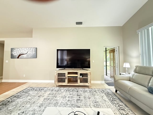 Living area with smart tv