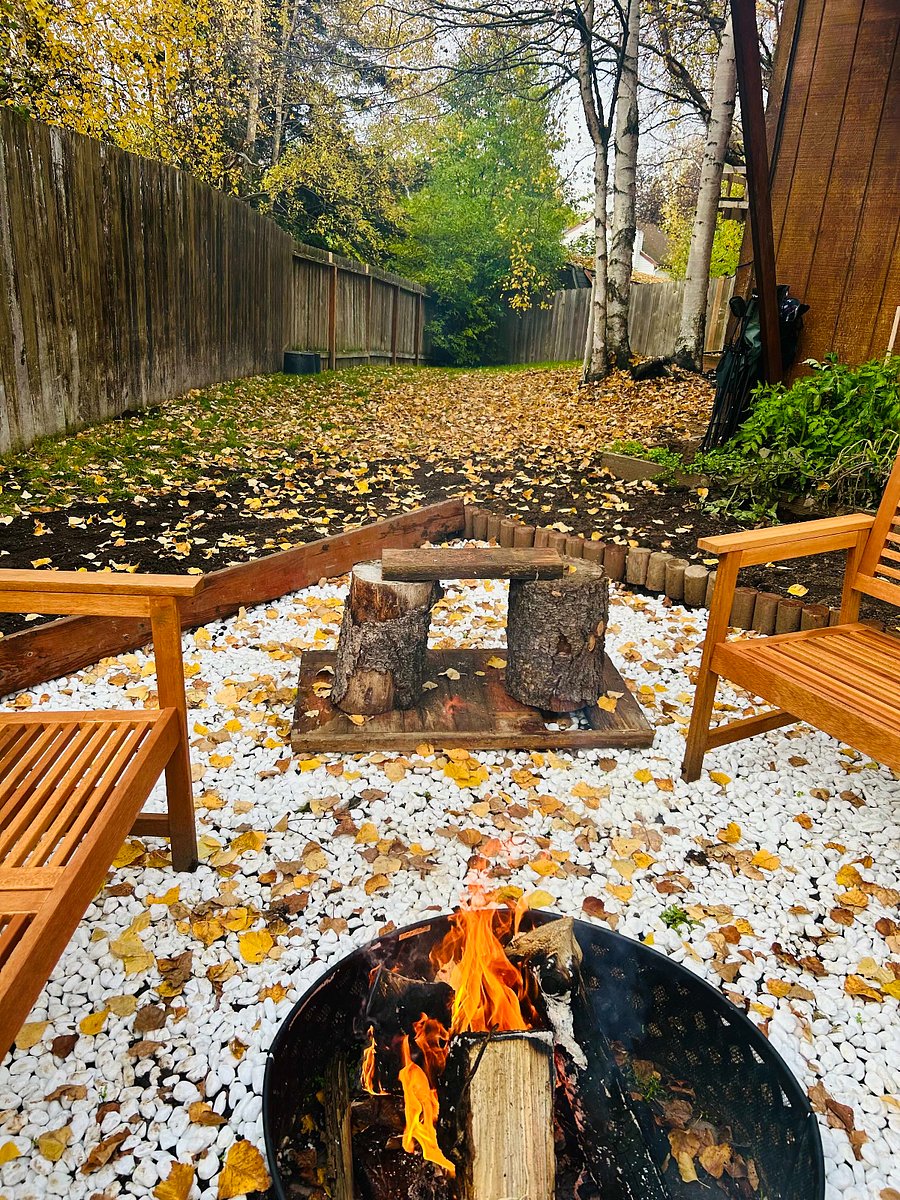 Outside fire pit and back yard