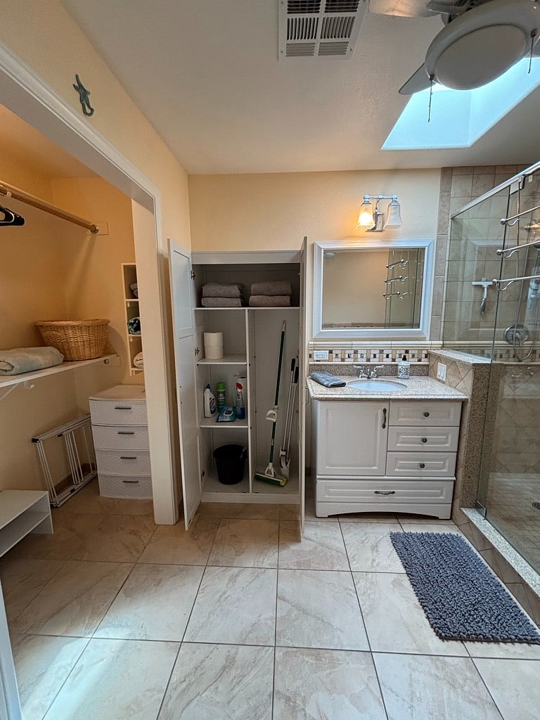 bathroom storage for linens & supplies
