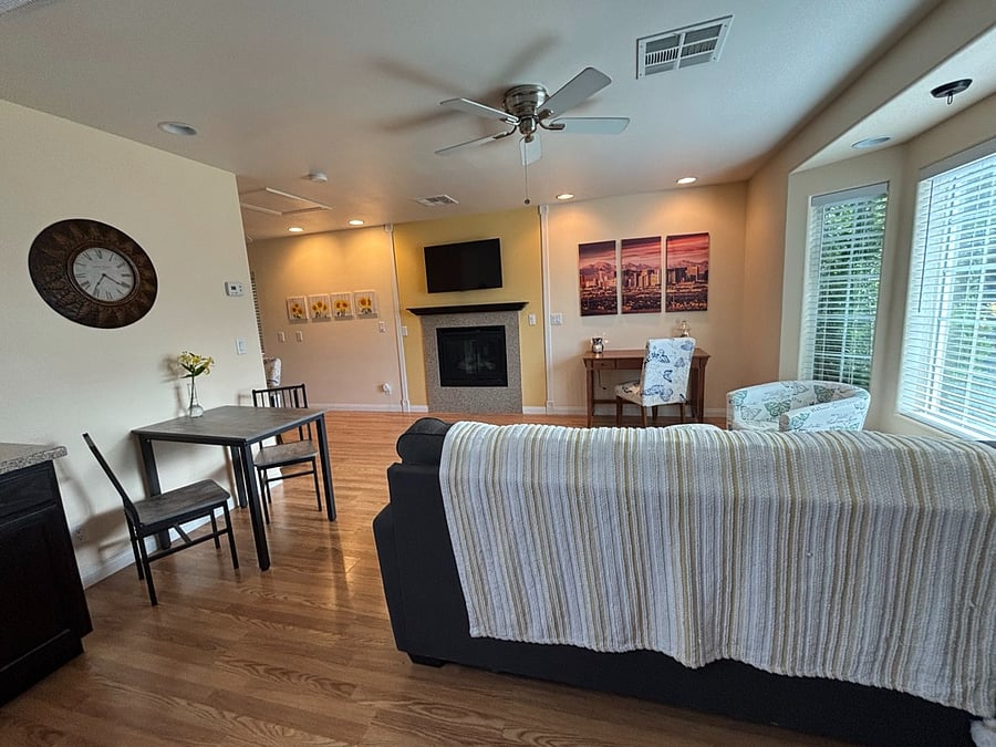 view of living space from kitchen