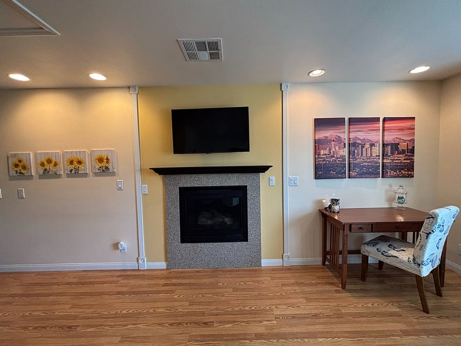 Fireplace, TV, Desk