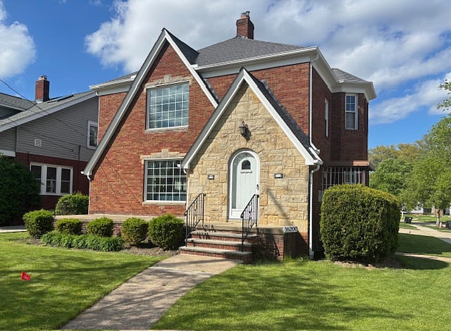 Tudor style duplex, top front window is upper unit
Beautiful tree lined streets