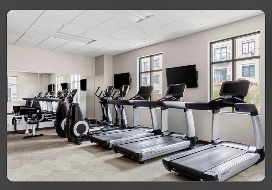 Fitness room is large and there 2 other areas that are not shown, must see in person.
