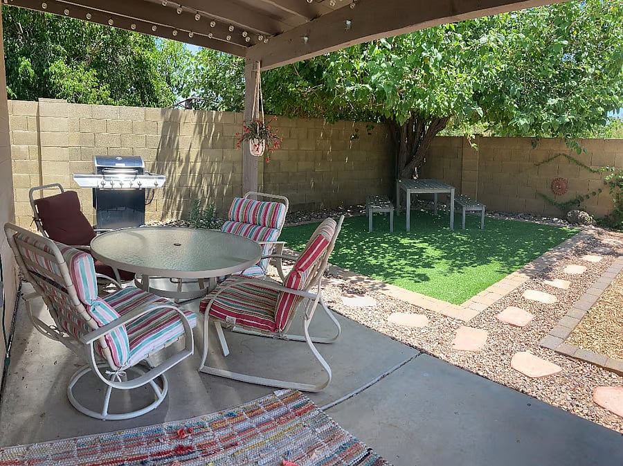 Set aside time to enjoy the comfortable patio and backyard furniture while you grill.