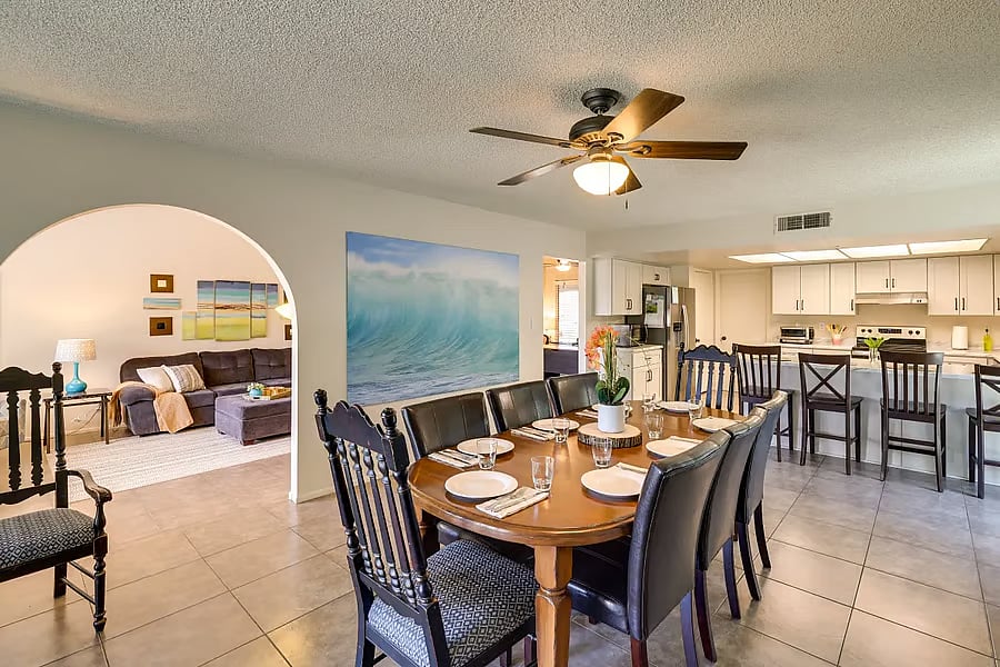 Spacious dining area for entertaining.