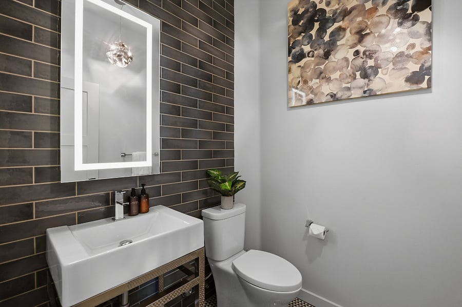 Guest bathroom near living room