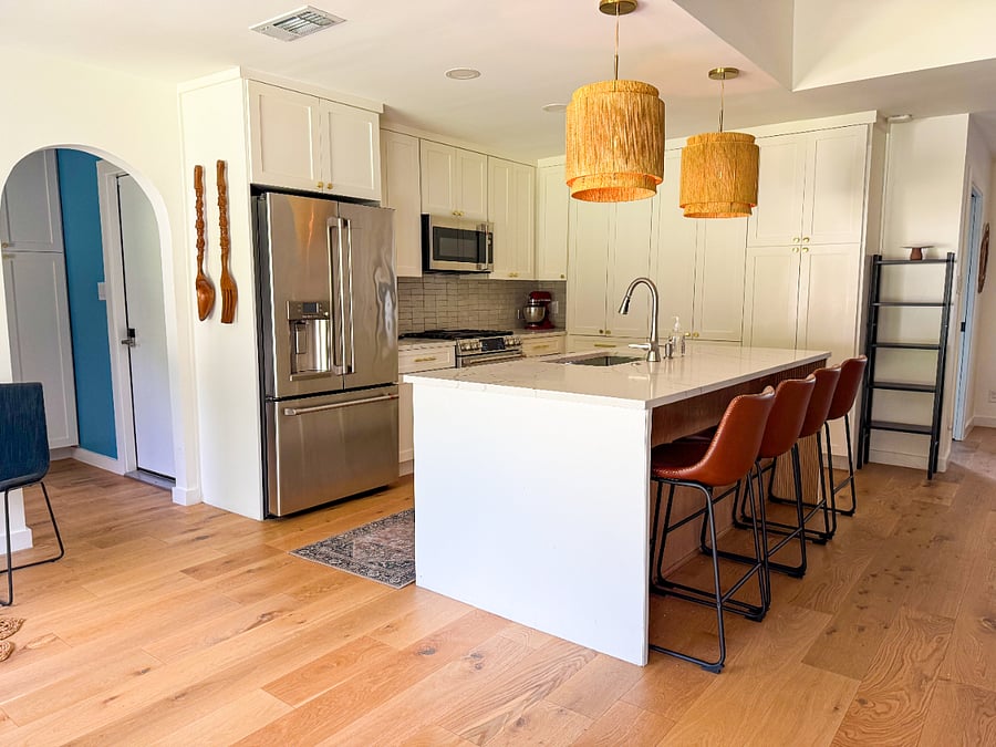 Spacious kitchen island seats 4