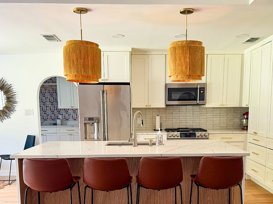 Chef's kitchen with high end cafe appliances and coffee bar
