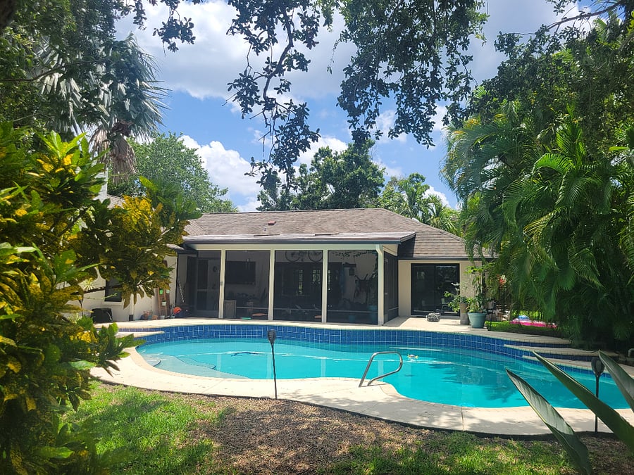 Backyard view from the private dock