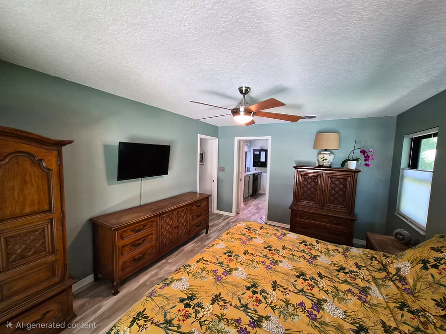 Master bedroom with King size bed (split bedroom plan)